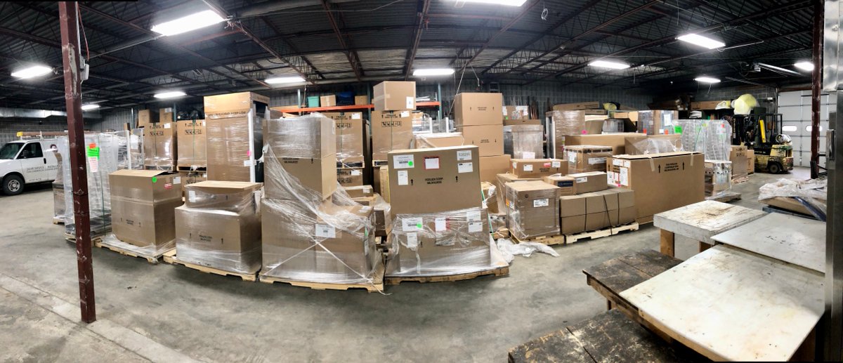 GTuckerGroup's tweet photo. Its business as usual with our warehouse packed with equipment ready to be installed at the Blackstone Hotel in Omaha. #CFESA #Installs #service https://t.co/PRzAKgGANg