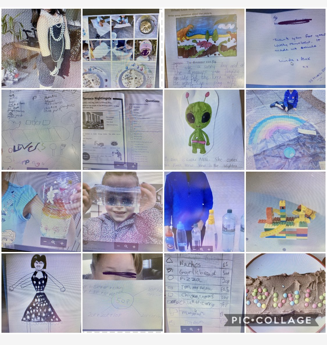 milltimbersch's tweet photo. A flavour of home learning in P2. Water experiments, music making, alien designing, fashion through the decades, Lego building, snack menus, cards residents,Nightengale, cake designing, maths challenges, reading and writing. You 🌟s! #aberdeenlearns #happylearners  #fabparents https://t.co/8uXjNrj1bu
