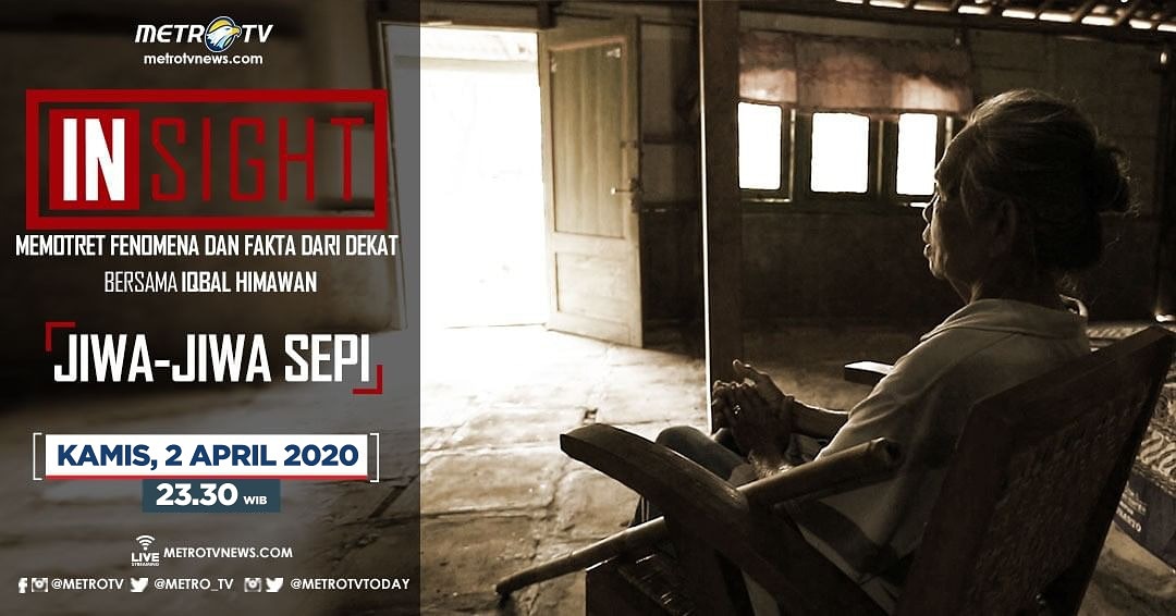 Per April ini jam tayang Insight bergeser ke hari Kamis jam 23.30 WIB. 

Malam ini kami akan menayangkan kembali "Jiwa-Jiwa Sepi" bersama <a href="/Iqbal_MetroTV/">Iqbal Himawan</a> menelusuri fenomena bunuh diri di Gunungkidul, DIY