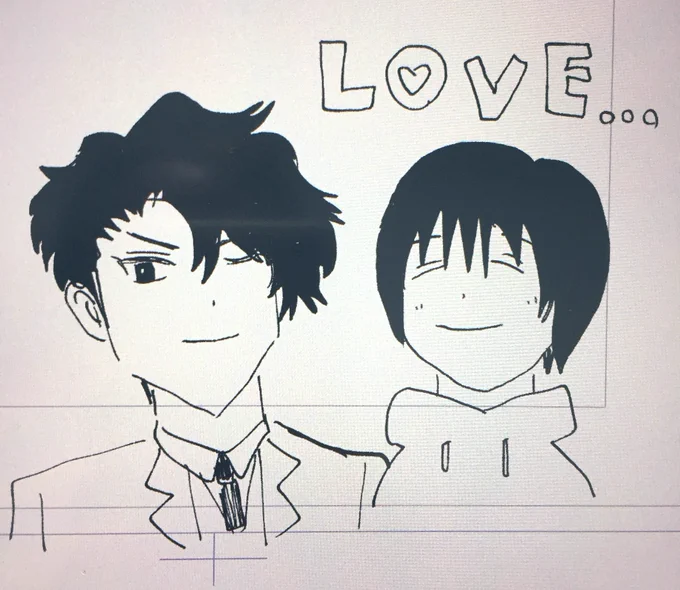 人類の叡智・村上キャンプさんの教え「自分以外が描いた推しを見たい時は紙を上下逆にして描くと『他人の絵』になる」を実践しました、作者が描いた絵と思えない出来❣️smile…💐 