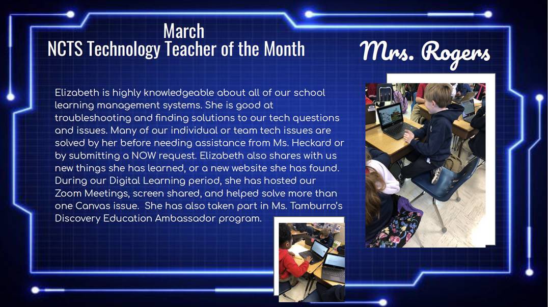 Congrats to <a href="/eboyerrogers/">Elizabeth B Rogers</a> for being nominated and chosen for our March Tech Teacher of the Month! <a href="/NCTS09/">Newton County STEAM Academy</a> <a href="/NCSS_IT/">Newton County Technology Dept</a> #NCSSBeTheBest #NCSSt4t