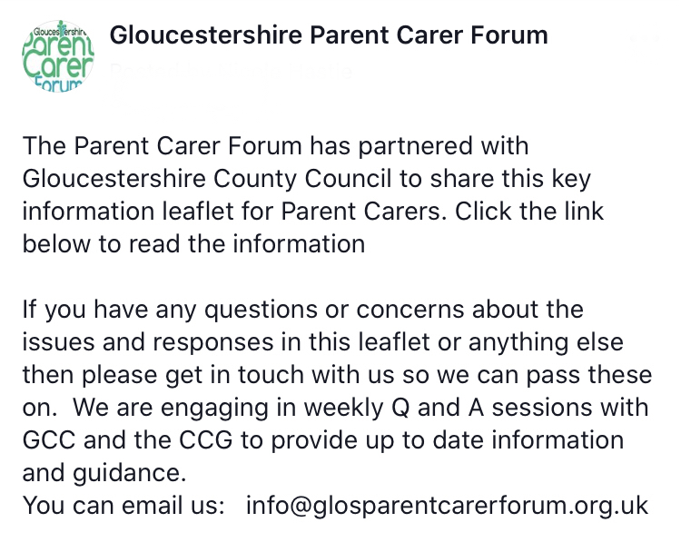 Gloucestershire Parent Carer Forum tweet media