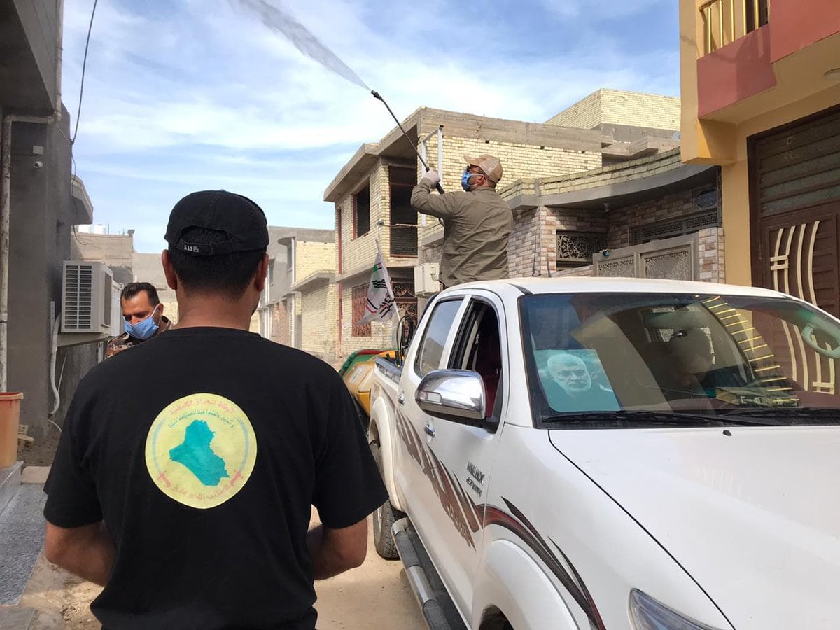 40th Brigade sprayed in  #Karbala today. They are Kataib al-Imam Ali, and seem to have some splintered off from  #Sadr's Jaysh al-Mahdi. Strong connections with  #Iran and active in  #Syria Notice the Abu Mahdi al-Muhandes martyrdom picture in the window.