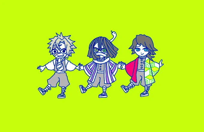 リクエストで描かせていただいたマイムマイムを踊る21歳組が気に入っているので色を塗るなどした 