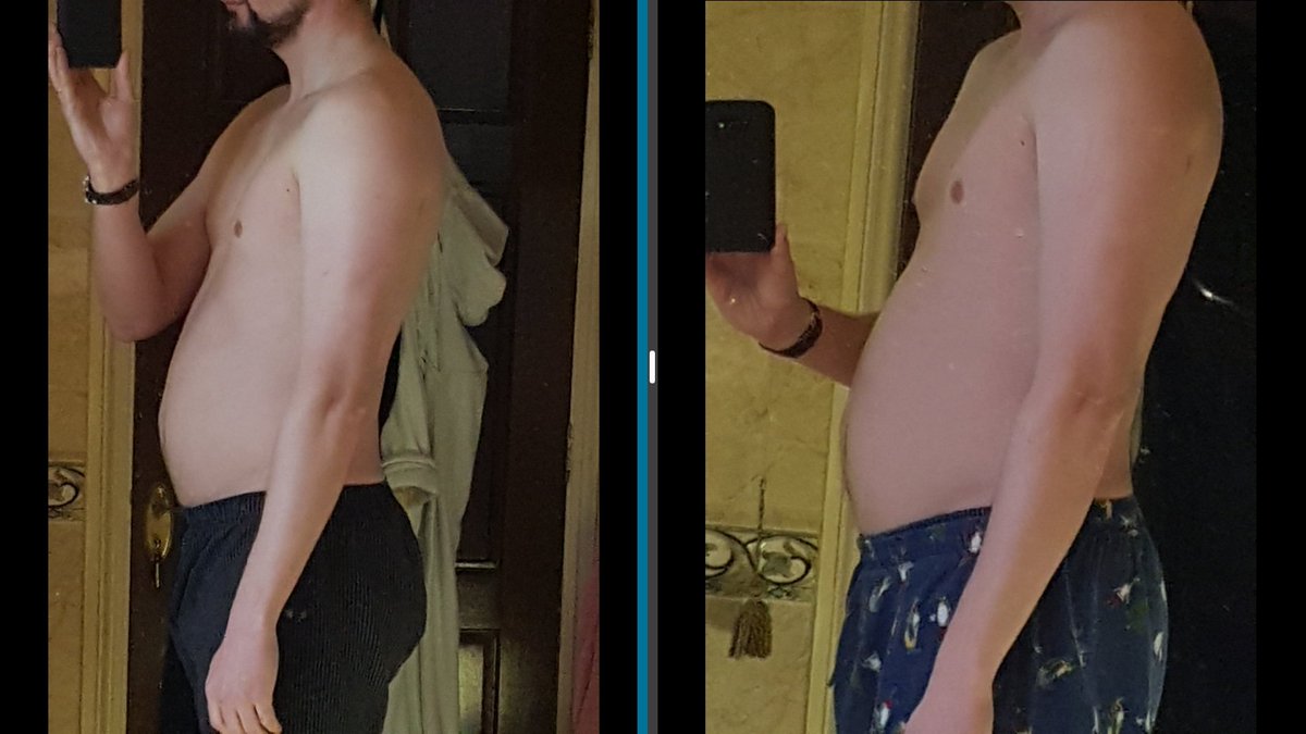 TheFitJourney20's tweet photo. Start of April is #12week update (on left) . Not much different to last month (right) but I was injured and couldn't train for most of it. Still mostly ate sensibly with a few blips and weight is down, now 87kg from 92kg in Jan 🙌 🙌 #fatloss #weightlifting #weightloss #fatpriest https://t.co/o8Rb5W4VDR