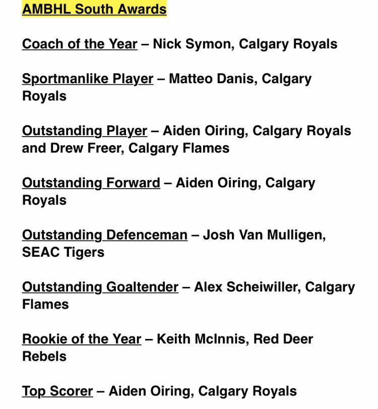 PinnacleHkyDev's tweet photo. So extremely stoked for these Pinnacle players scooping most of the hardware for the AMBHL South awards. Many years working with them and amazing young men! Proud of you! #pinnacleproduct @DanisMatteo @oiring @AlexScheiwiller @FreerDrew https://t.co/ZvagBddgqX