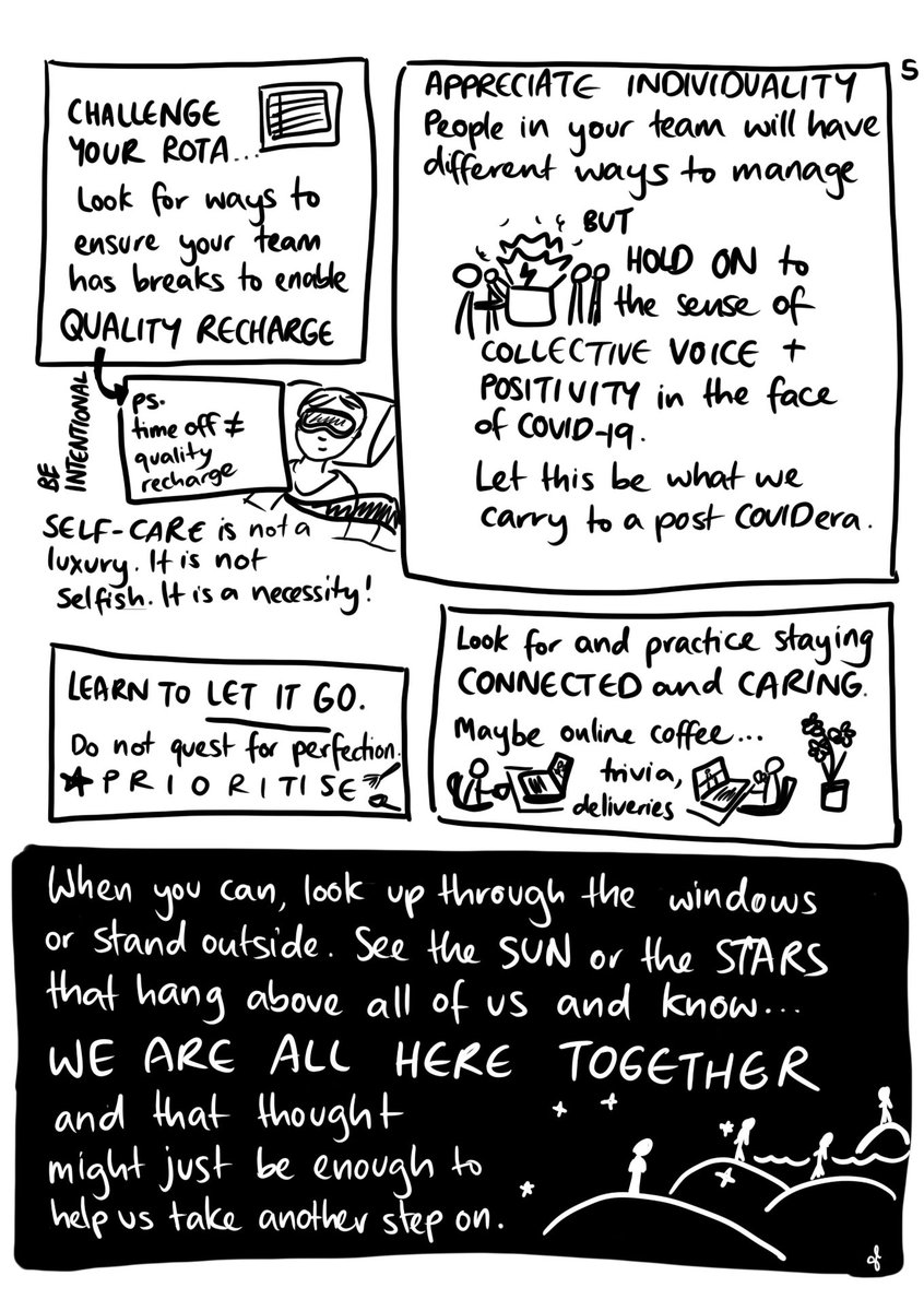 Other things to help care for your team and yourself during  #COVID19 and beyondOptimise your rotaHold on to the power of a collective voice working for goodUnderstand self care is a necessityLook at the stars & know you’re not alone. #DFTBcliniciancare  #medtwitter  #FOAMpem