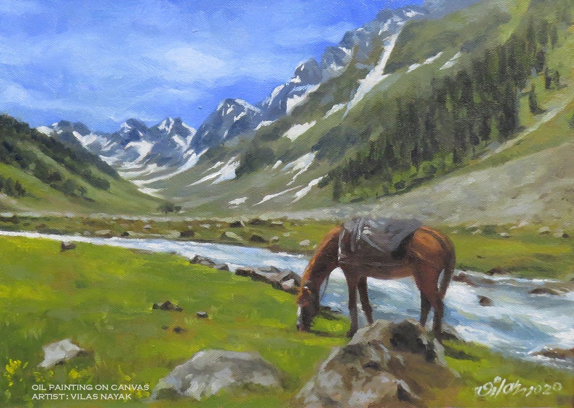 VilasNayak's tweet photo. A picture is a poem without words! 
Oil Painting on Canvas by Vilas Nayak, 18 * 24 inches
Available for sale, DM for details if interested!

#Art #horse #Mountains #Landscape #painting #Oilpainting #Hobby #sketching #VilasNayak https://t.co/KMuwCnTWiH