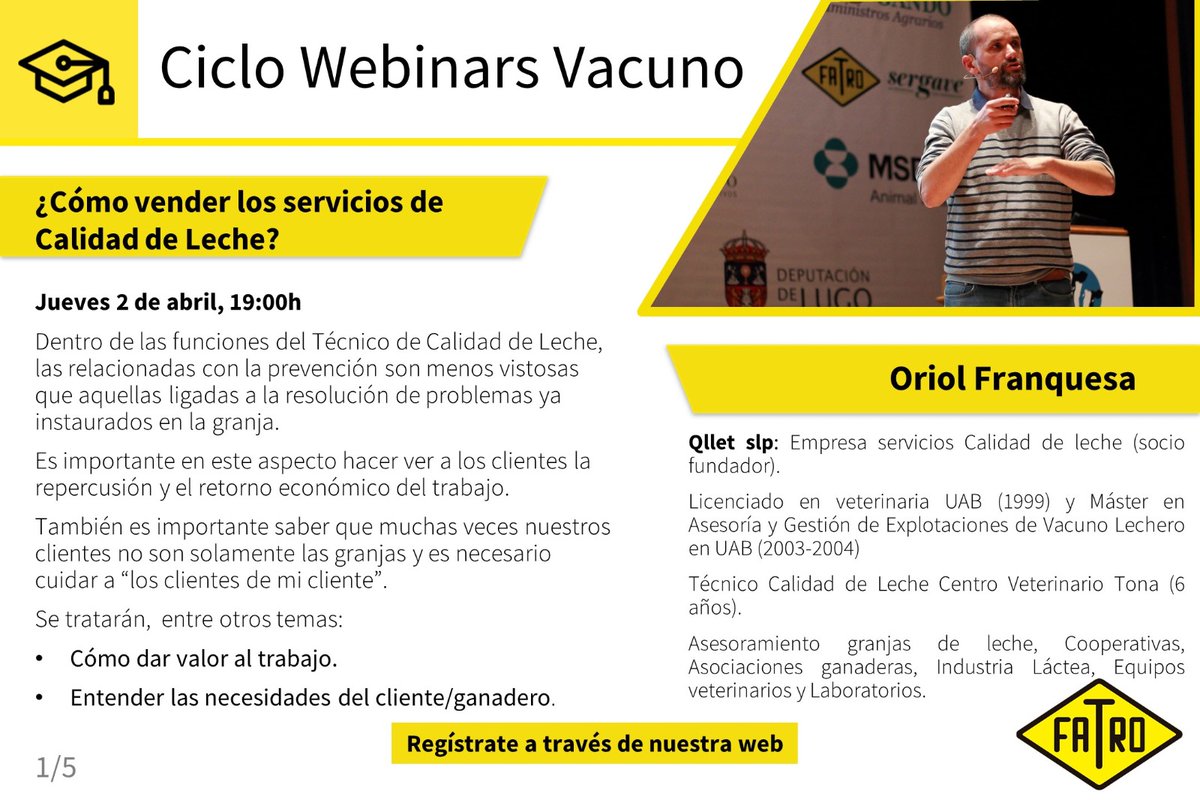 q_llet's tweet photo. Ens veiem aquesta tarda al webminar! Nos vemos esta tarde en el webminar! See you this evening at the webminar!  "Como vender los servicios de Calidad de Leche" https://t.co/3hmy9af6g2