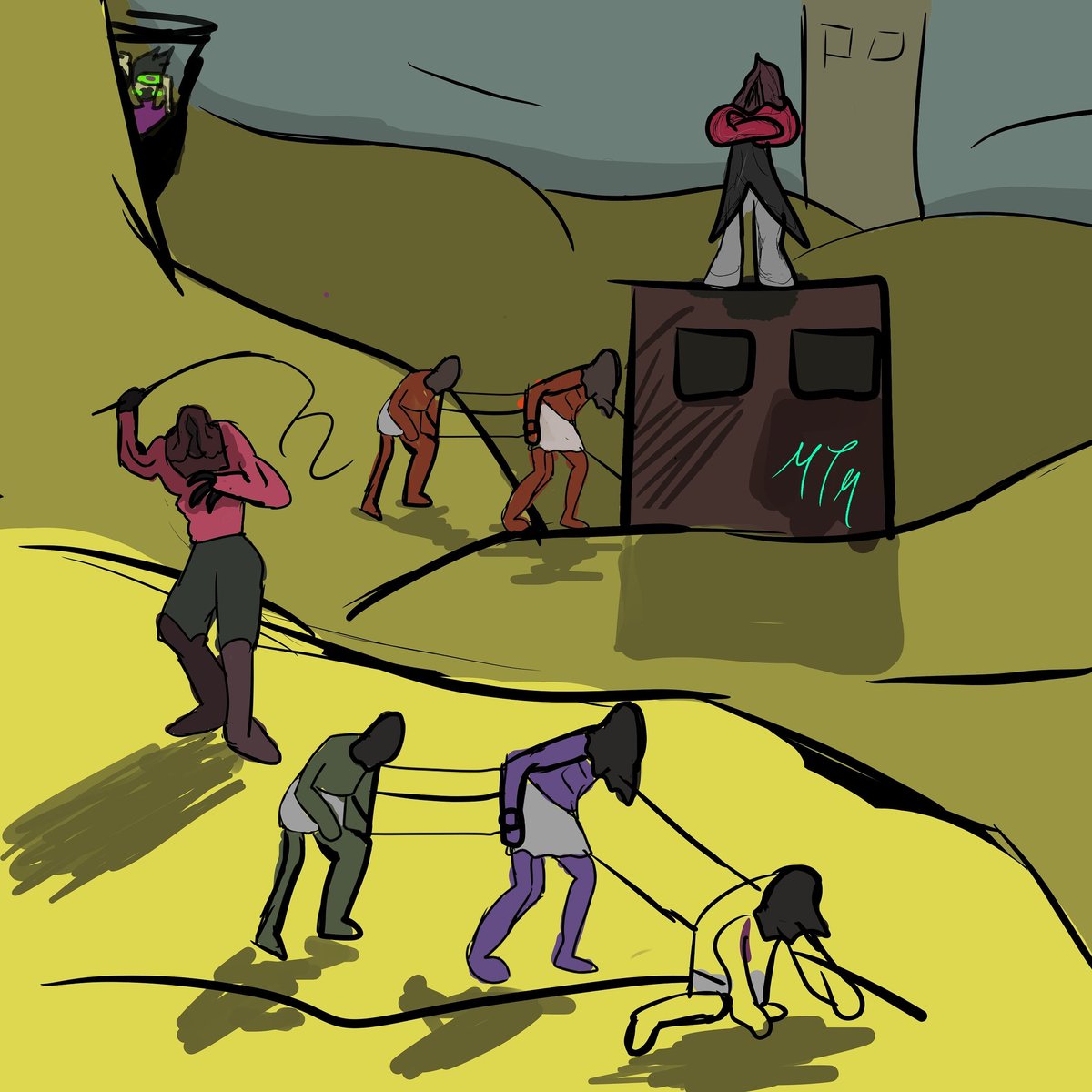 M_thimmig's tweet photo. #postApocalapril
Day 2 #slavetrader
#TheAnguisTale
I thougth we past that ,you know slavely, but hey, the apocalipse.
That Chu'tta on the roof the leader he make the offer and business about slaves and the whip guy is Sha'vva, he do the dirt work.
https://t.co/VPxkzo11po https://t.co/jClTMSilMX