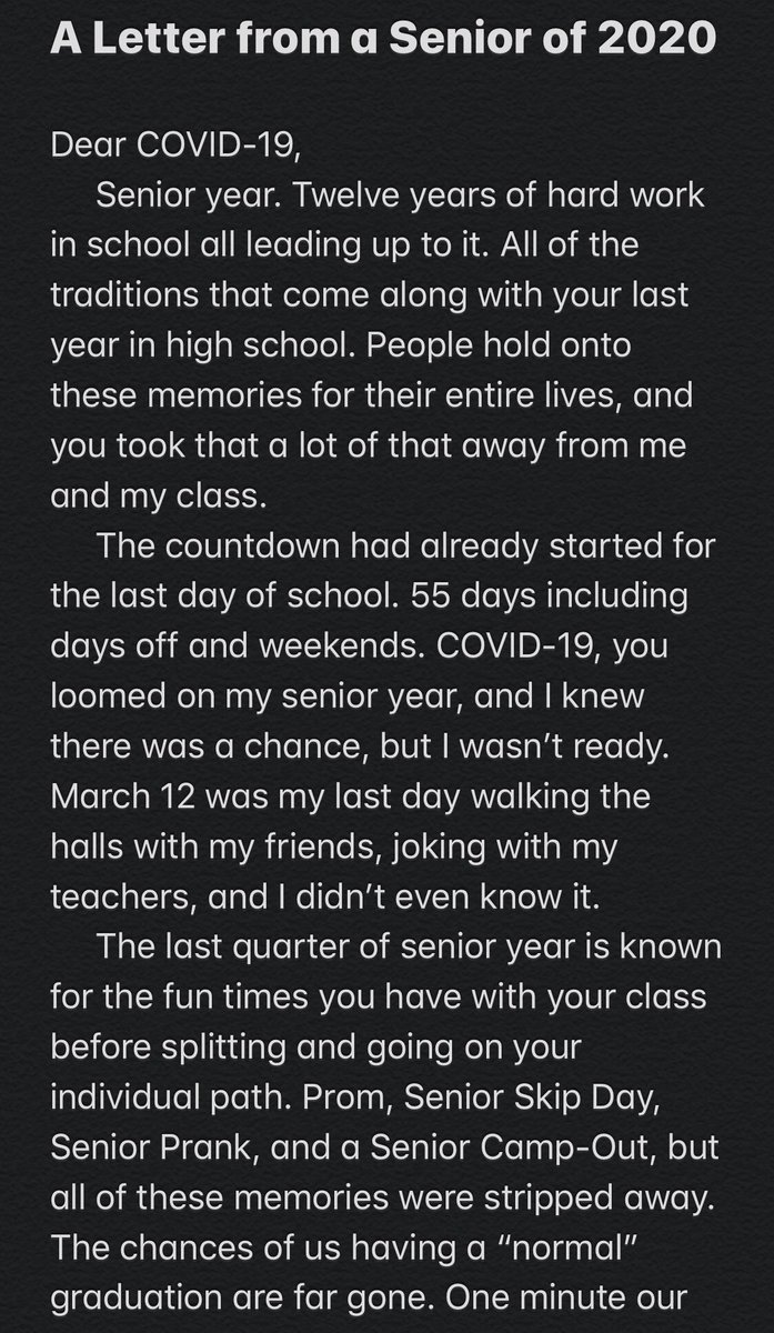 clay_zimm's tweet photo. A Letter from a Senior of 2020 😪 https://t.co/Cx29jFq42K