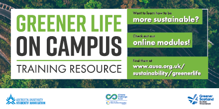 ausatweet's tweet photo. Do you want to make a difference? AberGreen has partnered up with @HomeEnergyScot to give you a guide to lead a more sustainable life. You can complete the Greener Life on Campus online, at your own pace. Find out more ๐ณ https://t.co/1GRTuZq0s3 ๐ณ #AUSA #AberGreen #online https://t.co/FGqU6fzwdt