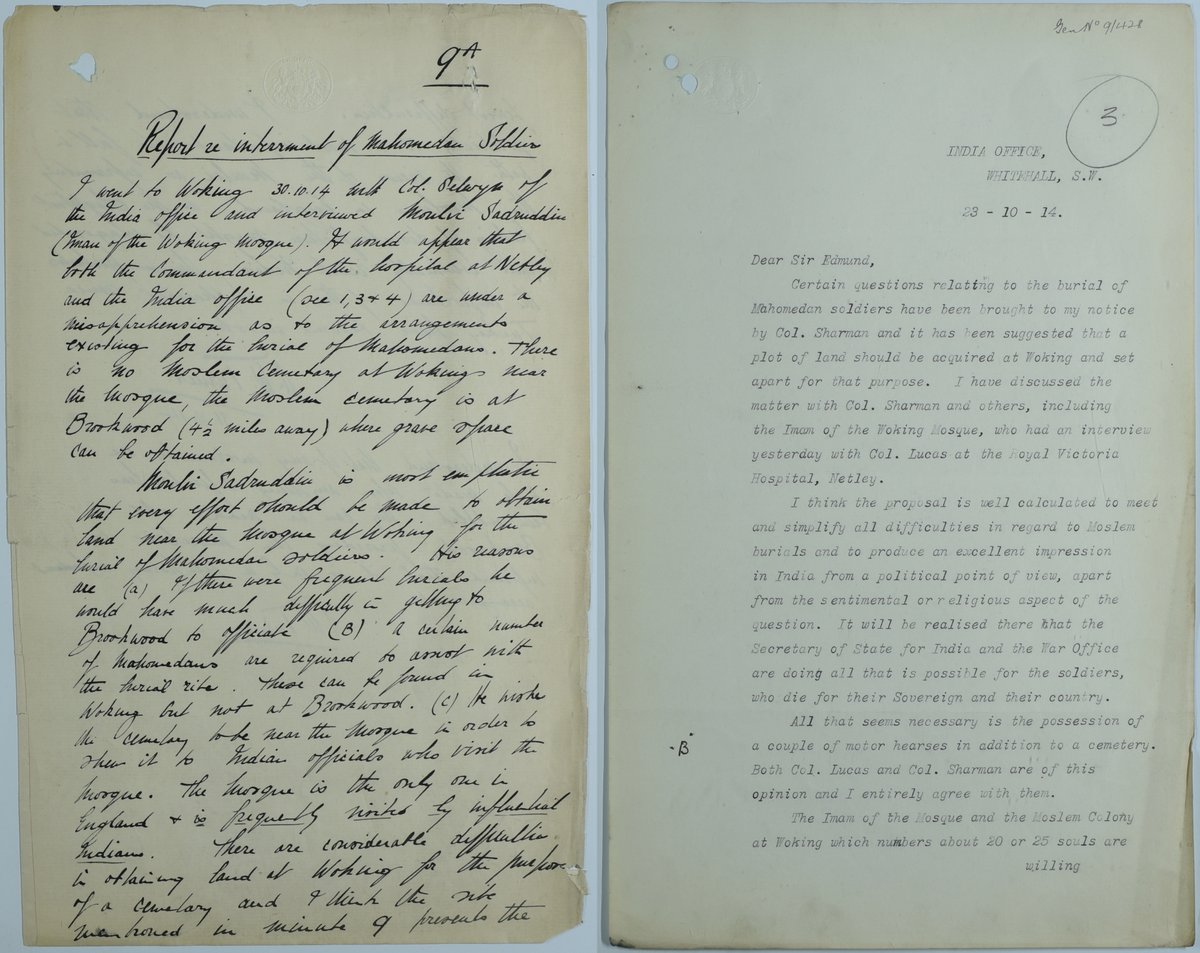 Iqbal: a letter about Moulvi Sadruddin that captures something of the tension between the desire to honour Muslim troops, fighting & dying on the side of the British empire, and not quite getting it right... (1/2)