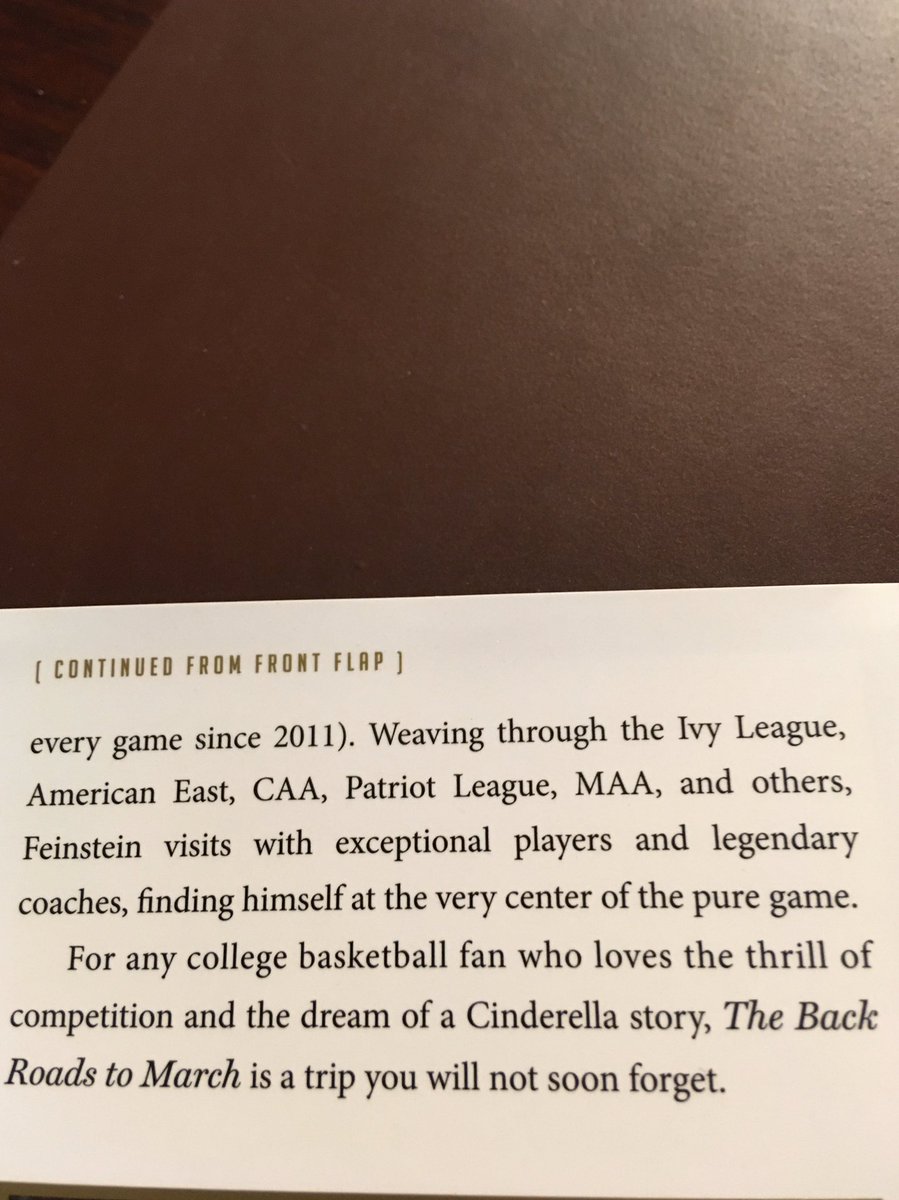 Suggestion for April 2 ... The Back Roads to March: The Unsung, Unheralded, and Unknown Heroes of a College Basketball Season (2020) by  @JFeinsteinBooks.