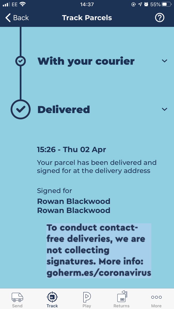 ⁦@Hermesparcels⁩ not sure how you can deliver something in the future... but also I have no parcel 🤷‍♂️