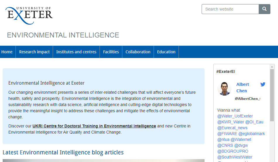 5) Environmental intelligence  #ExeterEI  --->  https://www.exeter.ac.uk/research/environmental-intelligence/  @UofE_Solutions  @UofE_Research