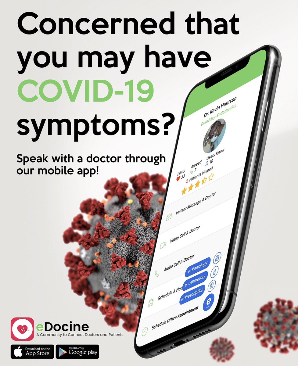 eDocine's tweet photo. Speak with a doctor via instant message, audio and video calls 24/7 on your mobile devices in Jamaica. Prescription, blood testing or X-ray test if necessary, can be sent in advance to a location of your choice. Download eDocine App for FREE today! https://t.co/A3B1PG5ghX