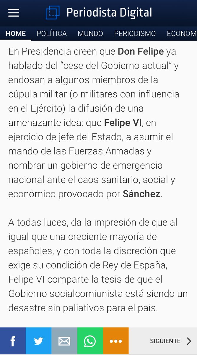 jpurias's tweet photo. Ahora los medios de la derecha más ultramontana acusan al Rey Felipe de estar planeando un golpe de Estado en plena epidemia.
Seguramente es un bulo más, pero está irresponsabilidad en mitad de una crisis solo demuestra que están dispuestos a cargarse lo que haga falta.
Bestias. https://t.co/J54TdiLJnM