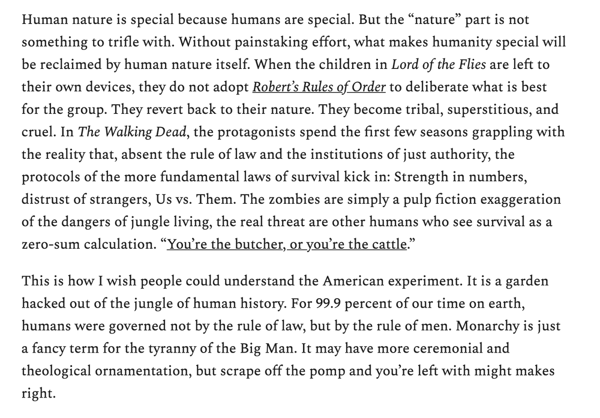 About this idea that a pandemic proves the case against limited government....From the Wednesday "news"letter.   https://gfile.thedispatch.com/p/readying-the-pitchforks-for-the-common 1/4