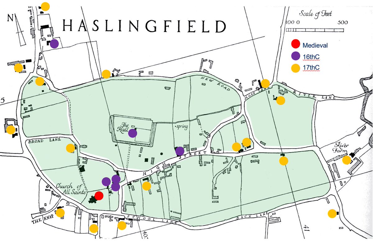 11. ... expanding across the green in the 17thC and I filling remaining spaces in the 18/19thC.  https://www.british-history.ac.uk/rchme/cambs/vol1/pp136-145. BUT that assume the surviving buildings were the first on their plots - and that may not have been the case...