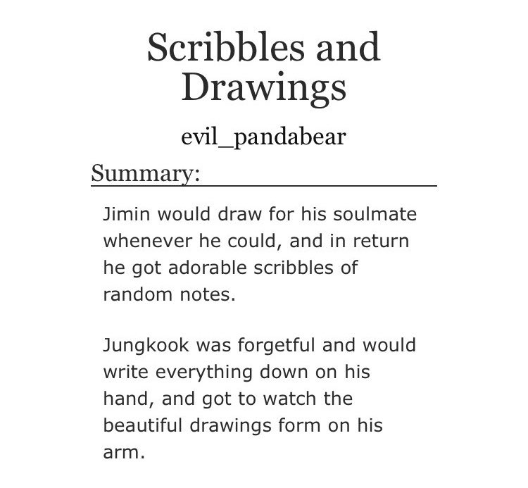 ➳「 scribbles and drawings 」‧₊˚࿐< link:  http://archiveofourown.org/works/6217951  >♡ - identifying marks ♡ - this is literally just a bunch of fluff ♡ - i was smiling like a fool the entire time i read it ♡︎ - 100% recommended