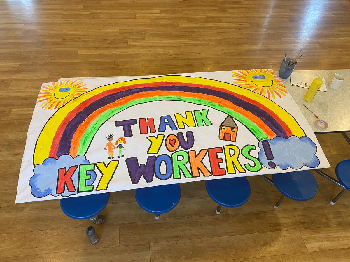 The children of our keyworkers have been putting the finishing touches to a piece of key work themselves today. Well done kids, school staff and all you keyworkers out there. THANKS