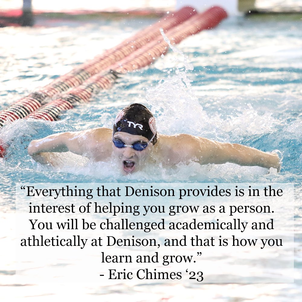 DenisonSwimDive's tweet photo. First year Eric Chimes sharing his thoughts on the #DenisonDifference both in and out of the pool. Go Big Red! @DenisonSports @DenisonU https://t.co/mVcXVnjAoK
