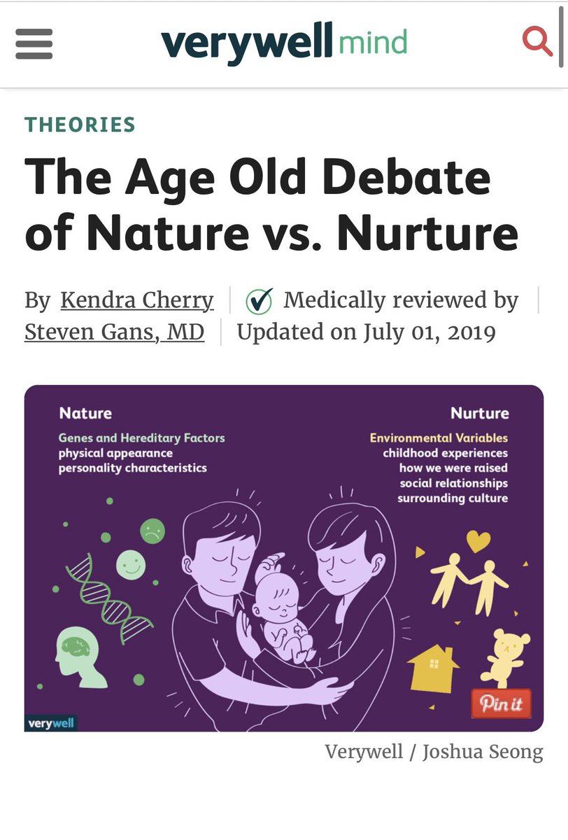 thecarecomplex1's tweet photo. Here is a great article that really explains what both sides of the nature and nurture debate mean. https://t.co/NMfKHC1eRG