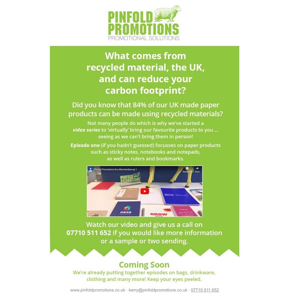 PinfoldPromos's tweet photo. New to Pinfold.. our video series 🐑🍃 watch episode one now. We will be releasing new videos for you.. which we hope you find useful. Let us know if there is anything you would like to see 👀 we hope you are all keeping safe.. love the Pinfold team!! #promotional #promo #covid19 https://t.co/TpmwXZlUQ8