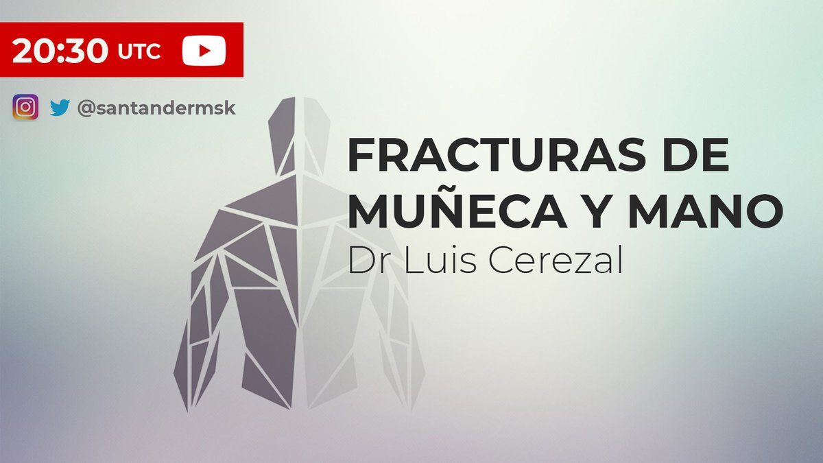 santandermsk's tweet photo. ⬇️Hoy, jueves 2 de abril, a las 20:30 en España⬇️
🖐️Fracturas de muñeca y mano🤚
✍️Dr. Luis Cerezal @DmcRadiologia
🔗https://t.co/aD17SWc0xK
❤️Comparte con quien pueda estar interesado https://t.co/j9T0YoZVr3