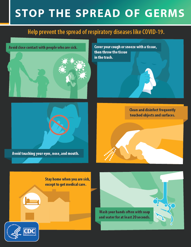 applegatercvry's tweet photo. According to the CDC, you can help stop the spread of germs by following these rules. https://t.co/sWQwDBZAEC