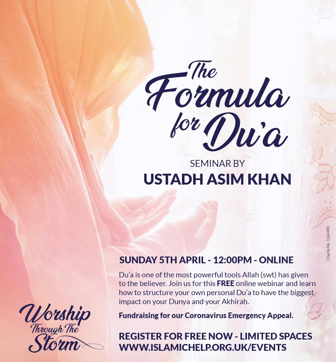 AsimKhan21c's tweet photo. Duʿa is the weapon of a believer &amp; we desperately need to know how use this weapon for protection, cure and blessings. Join me this Sunday 12pm to learn the Prophetic formula for Duʿa. 

Register for free here: https://t.co/GKb7QkENsp https://t.co/xzf6L4zEhu
