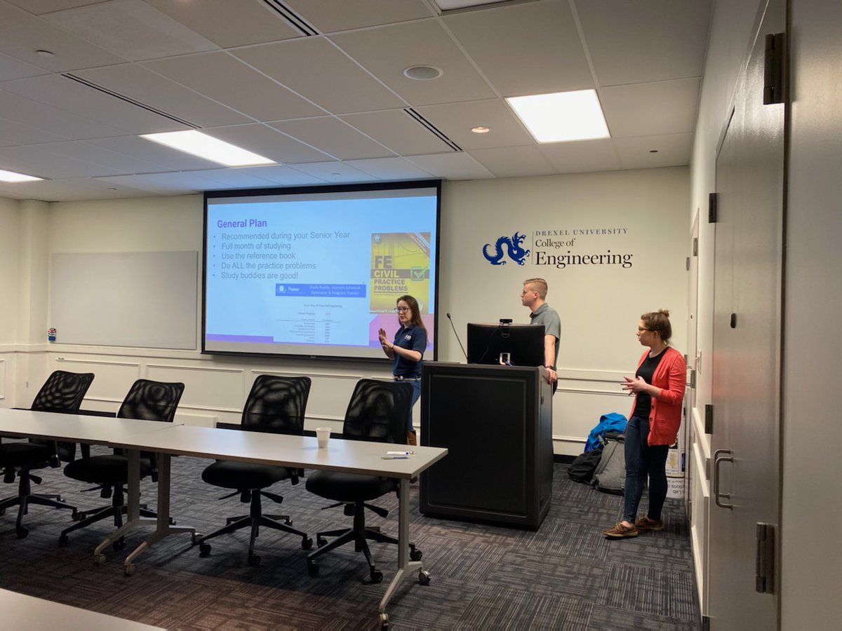 ASCEPhillyYMF's tweet photo. On Tuesday March 3, 2020 the YMF visited Drexel University to discuss with students the importance of taking and passing the Fundamentals of Engineering (FE) exam, while explaining its role in the journey to becoming a licensed Professional Engineer (PE). #ASCEPhillyYMF https://t.co/ye6oK6WKwb