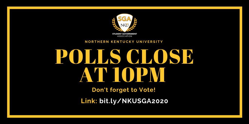 nku_sga's tweet photo. If you haven’t cast your ballot in the SGA Election yet, you have 12 hours left to do so! Vote online while you’re #NKUHealthyAtHome  

https://t.co/1PxQkj1eg8 https://t.co/j9wlxKtVJG