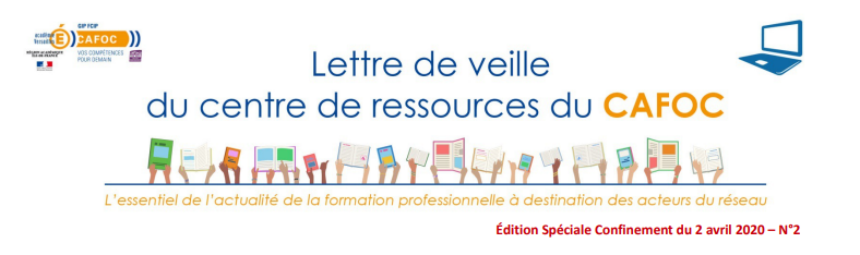 CafocVersailles's tweet photo. Lettre de #veille spéciale #confinement, point d'actu sur sur la #formation, l'#emploi, l'#insertion. Les équipes académiques et de #Greta se mobilisent pour la continuité de service en contexte #COVID19. #teletravail et formation à distance https://t.co/IxN2fFRPZW https://t.co/FqYp37DdJG