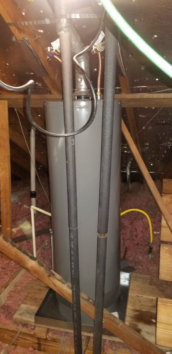HouWaterHeaters's tweet photo. 40 Gallon Natural Gas Tall @Rheem @Ruud Professional Classic series PROG40-38N RH62 six year warranty attic #WaterHeaterReplacement by our #Plumbers David and Luis! #RheemInstall #HoustonWaterHeaters https://t.co/BXwJnrkfgc