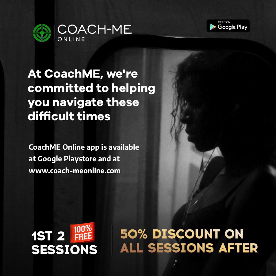 Do you know you can speak to a coach about any problem from the comfort of your home? Coachme Online is giving 2 FREE sessions from 3rd April and 50% discounts on all sessions after. download the #CoachMEOnline on Google play store or sign up at coach-meonline.com for iOS