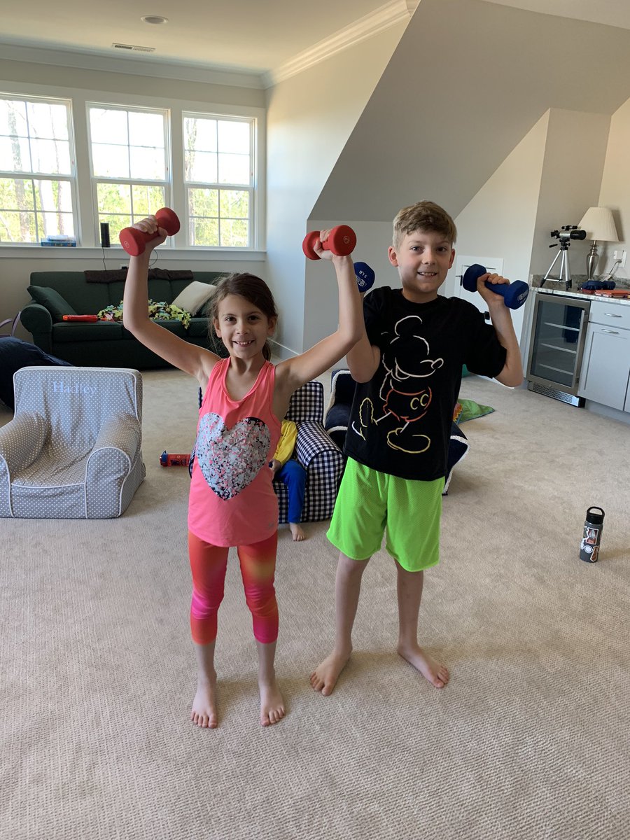 ecwilk53's tweet photo. Made these kids do a @Beachbody workout with me this morning and they totally surprised me with their endurance and effort level! They insisted I post and tag @Stephen_Damore @SalemElementary #coreplusmore https://t.co/t3QXZms4Mo