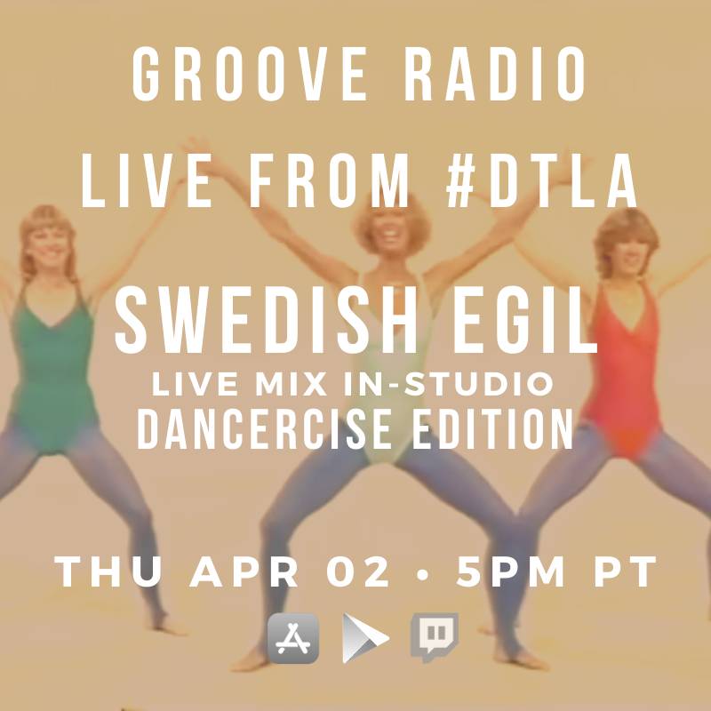 GrooveRadioUSA's tweet photo. We are #LIVE #TODAY from 3PM PT with #Top5Grooves #ClassicVinyl + @SwedishEgil LIVE IN THE MIX! Grab your leotard ‘cause this is the #DANCERCISE EDITION! #LISTEN on our FREE #GrooveRadio mobile app or WATCH+CHAT on https://t.co/ovwTKBOUgY @PioneerDJ @bassbossrocks https://t.co/K3QtOG3z5U