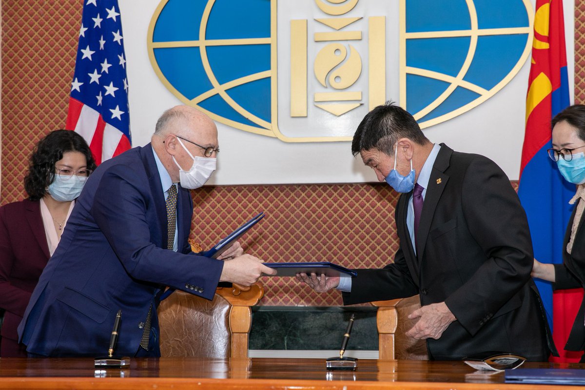 TIPOfficeState's tweet photo. The TIP Office is excited for the signing of a new Child Protection Compact Partnership strengthening efforts to combat child sex trafficking and forced child labor in #Mongolia. #endtrafficking #HumanTrafficking @zasag_mn https://t.co/llXqoFFDw3