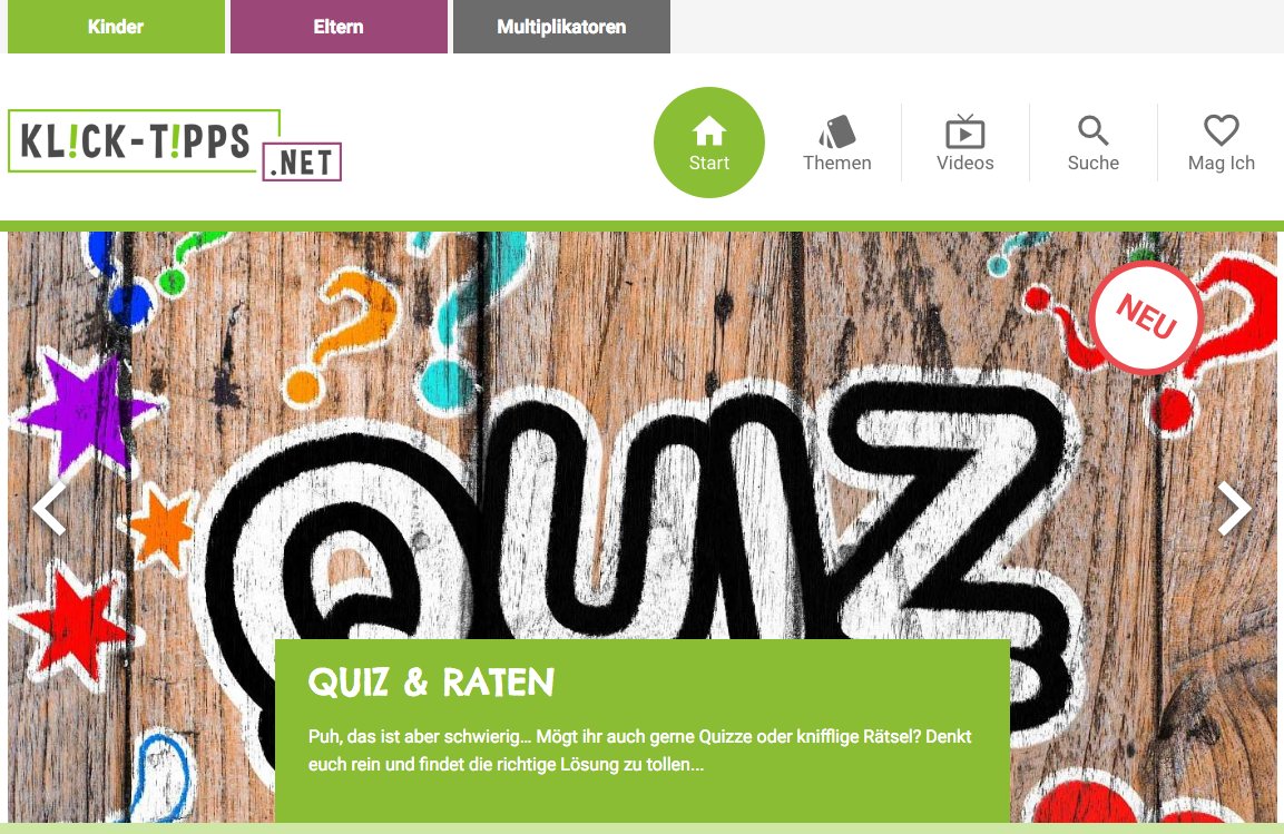 KlickTipps's tweet photo. Wenn die Kinder mal eine Pause vom Lernen brauchen, dann ist ein spannendes Quiz oder kniffliges Rätsel oft genau das Richtige! 🤔https://t.co/Z9Y0O5qKdz
#Zeitvertreib #Langeweile #SpaßtrotzCorona #ZuhauseBleiben #Quiz #Rätsel #Kinderseiten @Hanisauland @neuneinhalb @SCHAU_HIN https://t.co/DzRC54WXaH