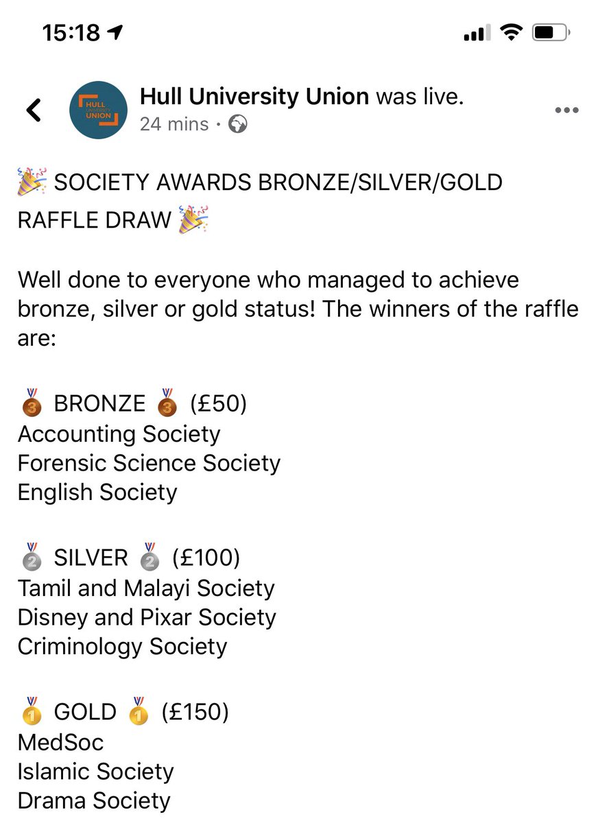 HullCrimSoc's tweet photo. Our society awards were hosted virtually ⭐️ Our society has received silver status aswell as winning the raffle prize of £100 so this can benefit our society hugely when we manage to return. Of course we couldn’t do it without you guys so THANK-YOU❤️👏🏻 https://t.co/7tFw5Xmqen