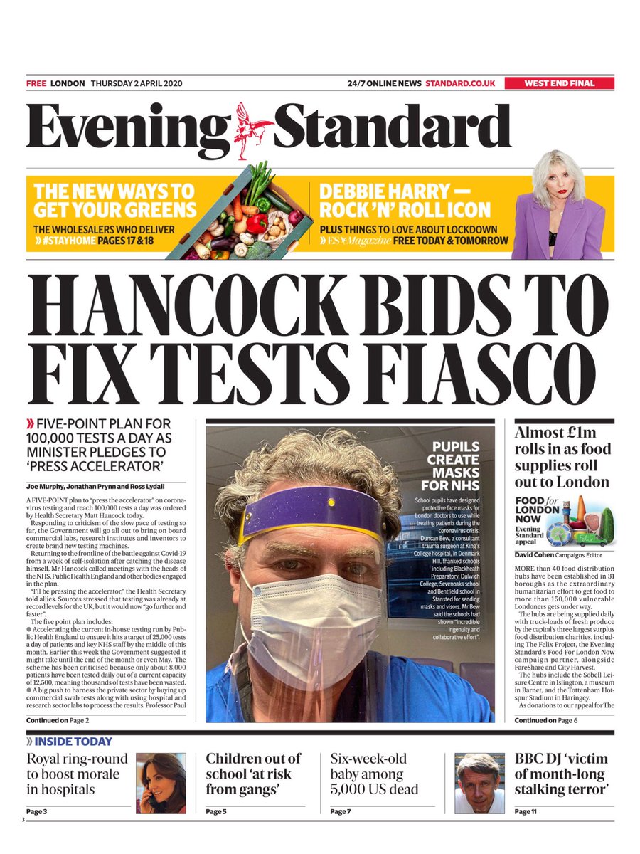 Top marks from Sir: ⁦⁦<a href="/KingsCollegeNHS/">King's College NHS</a>⁩ surgeon ⁦⁦<a href="/duncanbew/">Duncan Bew</a>⁩ ⁦makes it onto our front page thanking pupils ⁦<a href="/BlackheathPrep/">Blackheath Prep</a>⁩ ⁦<a href="/DulwichCollege/">Dulwich College</a>⁩ ⁦<a href="/SevenoaksSchool/">Sevenoaks School</a>⁩ and Bentfield school in Essex for designing coronavirus masks for medics.