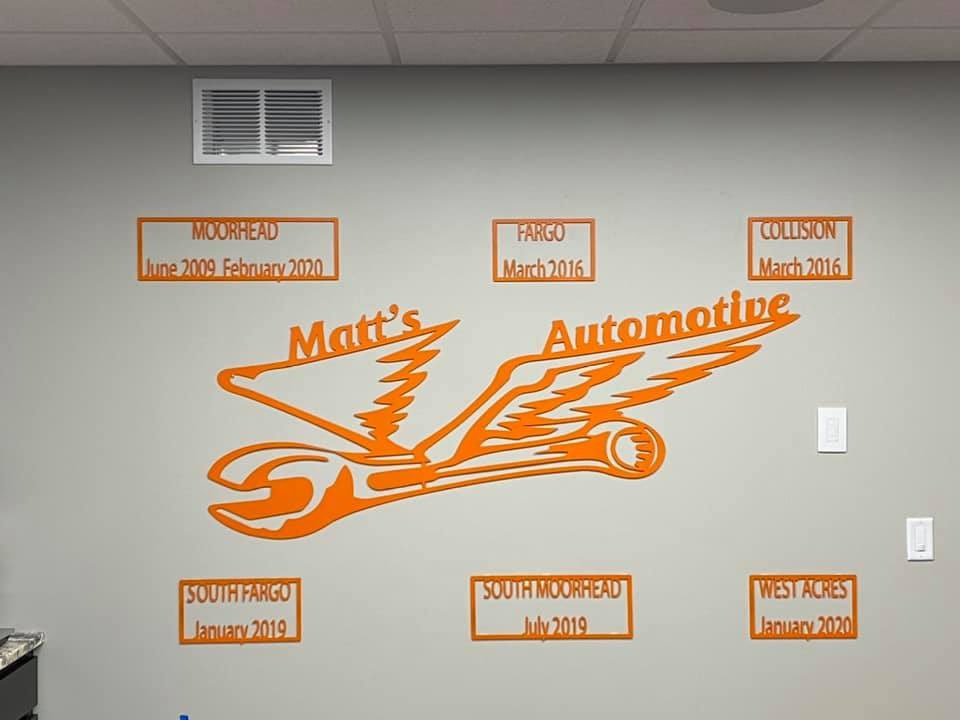 Matt was finally able to hang up his Christmas present from the team today. It looks so good! 🧡 #MattsAutoFM #ILoveOurTeam #Automotive