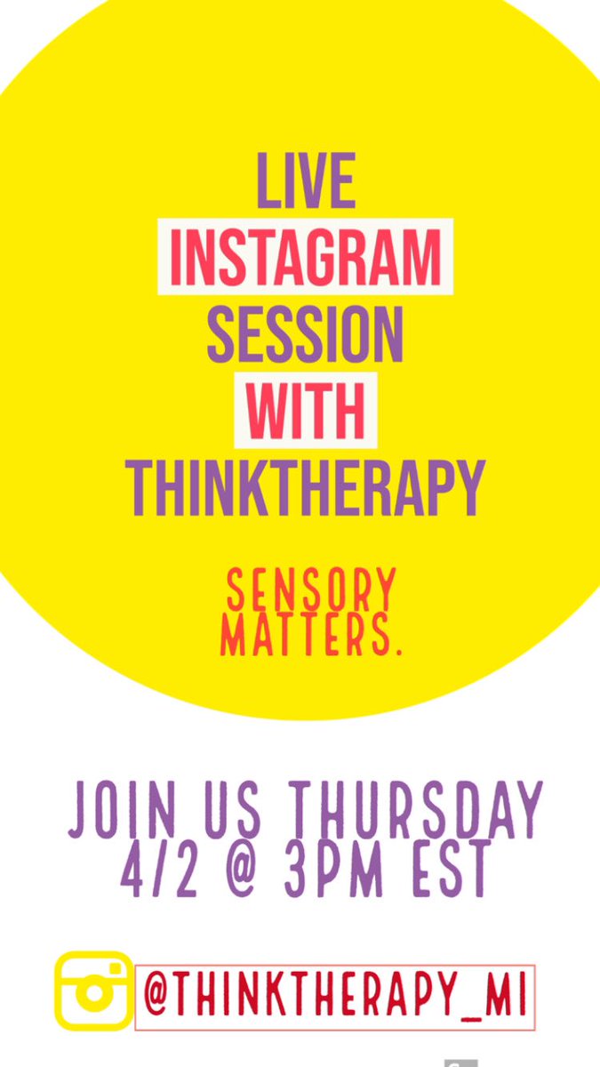 KatieButzuOT's tweet photo. Don’t forget to tune in with us TODAY on Instagram LIVE at 3pm EST where we dive into all things sensory! Link in bio! See you then 👋🏼 @katiefitz_slp #baisdchampions #sensorymatters #baisdOT #autismspeaks #spdawareness #AutismAcceptance https://t.co/f203crxUYg