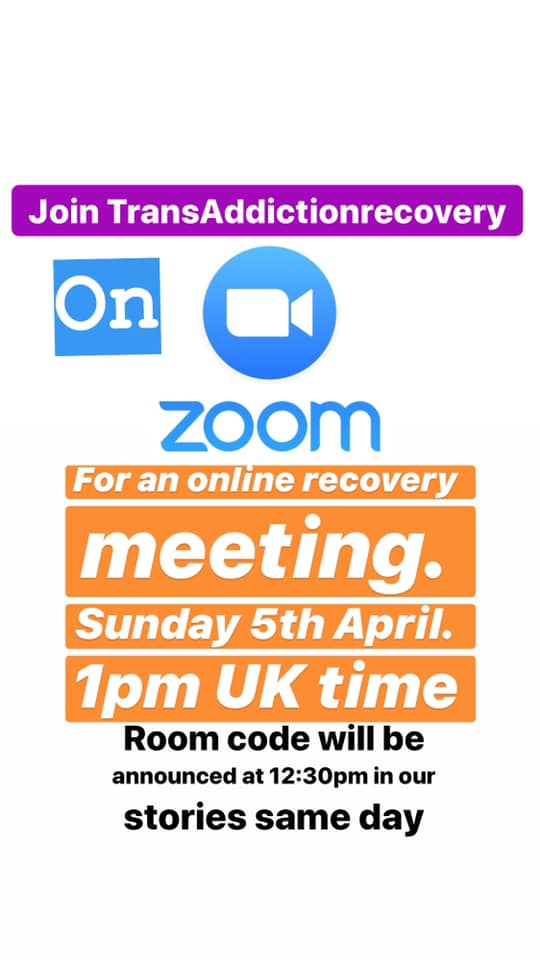 RecoveryTrans's tweet photo. Hi all! We are hosting another online recovery meeting via Zoom this Sunday 1 - 2pm. 
We will announce the meeting code at 12:30pm same day. 
Hope to see you there! #Trans #NonBinary #AddictionRecovery #Zoom   🏳️‍⚧️https://t.co/LtVlDOjXfE https://t.co/QB9dh9hSBP