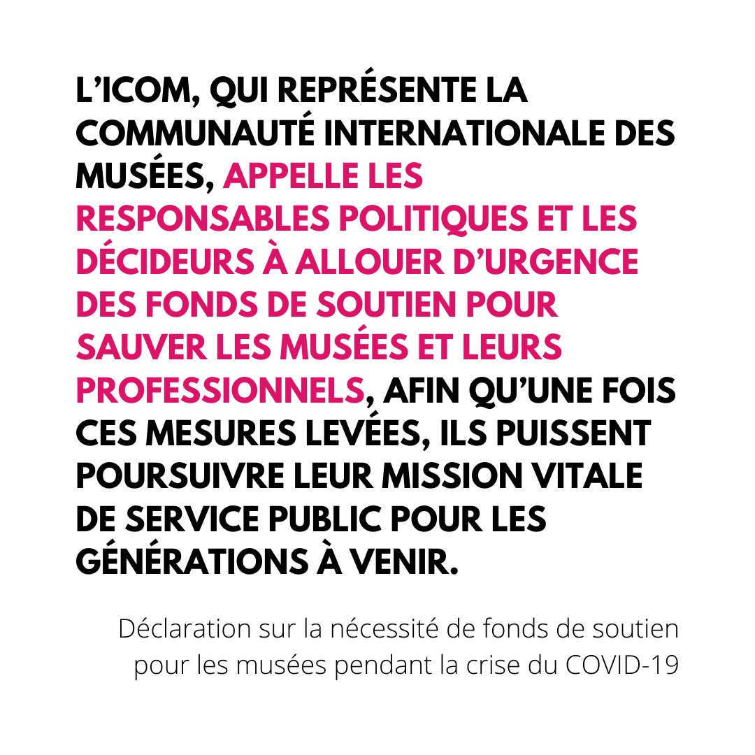 IcomOfficiel's tweet photo. The healing process after the COVID-19 crisis will be long and complex. We will collaborate with governments, as well as with our partner institutions and other international organisations to ensure the future of Museums in society.

📄 Full statement: https://t.co/Rxxg1Jy2zX https://t.co/X4Rt3ptyws