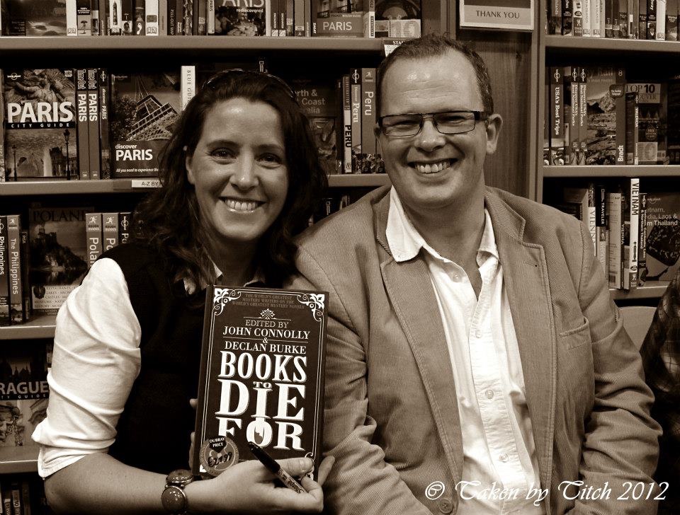 “No Escape” by  @arlenehunt ( @HachetteIre) and “The Last Crossing” by  @BrianMcGilloway ( @DomePress). This is an oldie, taken in 2012 at the Books to Die For launch!