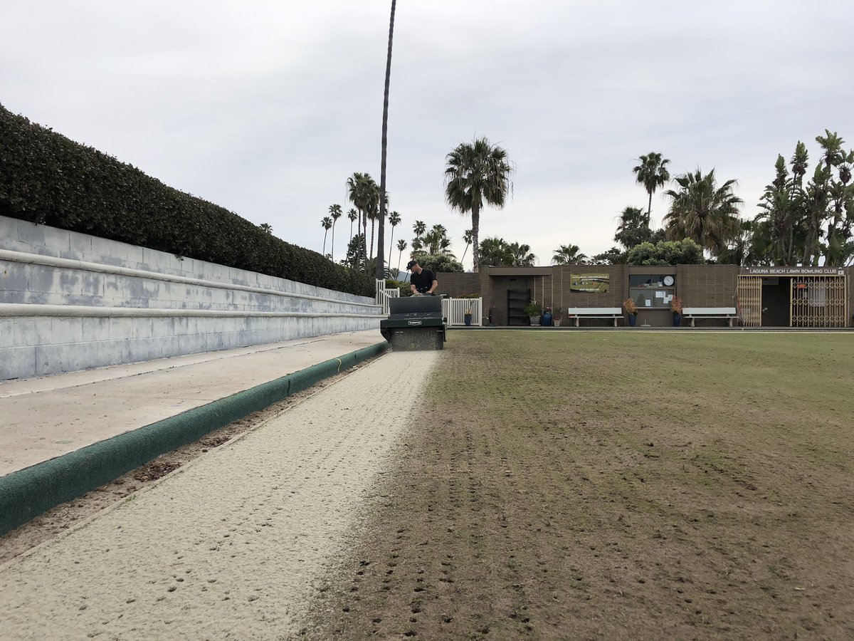 DryJectSW's tweet photo. What a beautiful setting for us these past few days, Laguna Beach Lawn Bowling views never upset! @DryJect over 5/8” deep cores/ TD ~ 20 tons sand into 28k sqft. Thanks @muddturf for the hand. (lawn bowl education from the expert after job completion!) https://t.co/VtFSxeKbzX