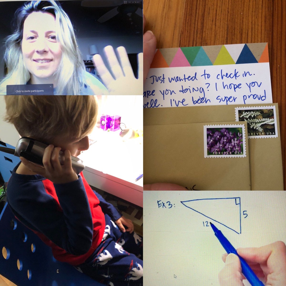 AdriaHardy's tweet photo. Using all kinds of communication to stay in touch with my students, colleagues, and my kid’s teachers.  Thankful that our school community is adapting and learning new tools to keep strong #connections and encourage #engagement. 💙#missmystudents @BrevardHS #TCSYes https://t.co/mBz37mKeYw